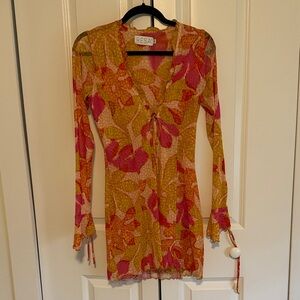 RESA Pink and Yellow Floral Mini Dress